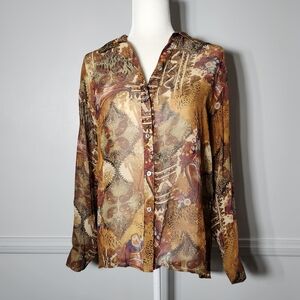 Vintage Silk Abstract Elegant Patterned Women's Top